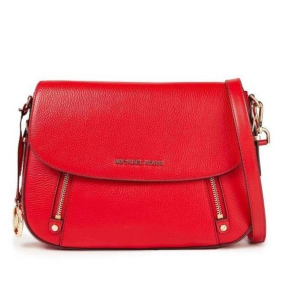 MICHAEL KORS Handbag Bedford Legacy Leather Flap Crossbody Bag Red AUTHENTIC - Picture 2 of 15